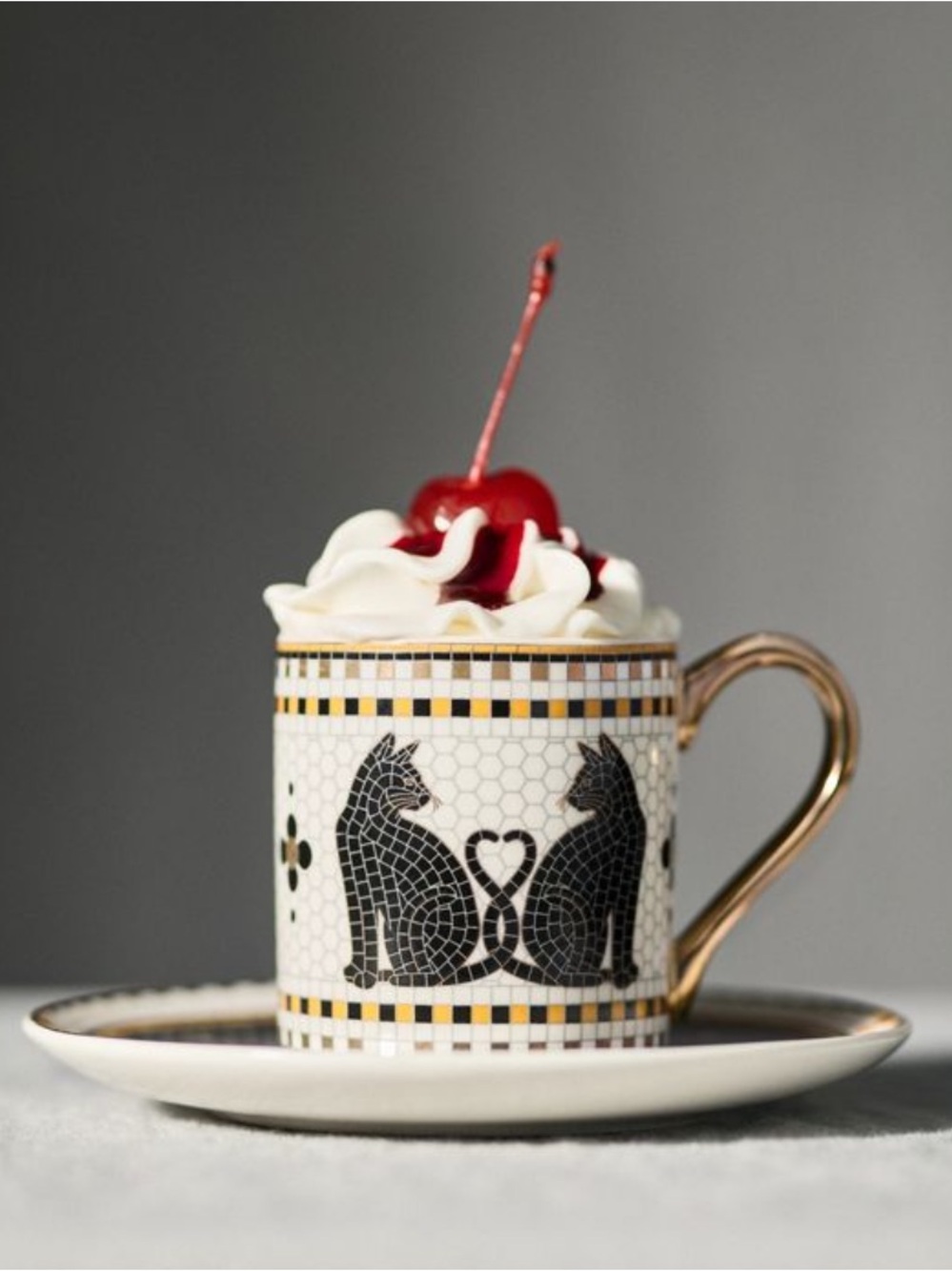 Bistrotile Halloween edition espresso & saucer : w24K gold accents Anthropologie